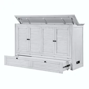 Surfside - Queen Cabinet Bed (Flip Top) Component - Weathered White Finish
