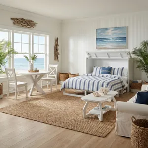 Surfside - Queen Cabinet Bed (Flip Top) Component - Weathered White Finish