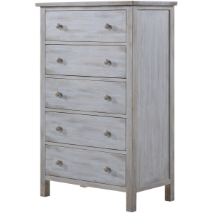 Geneva - 5 Drawer Chest - Distressed White Finish