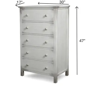 Geneva - 5 Drawer Chest - Distressed White Finish
