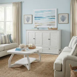 Surfside - Queen Cabinet Bed (Flip Top) Component - Weathered White Finish