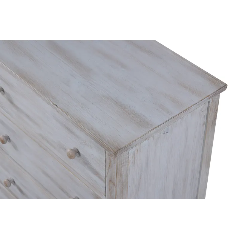 Geneva - 5 Drawer Chest - Distressed White Finish