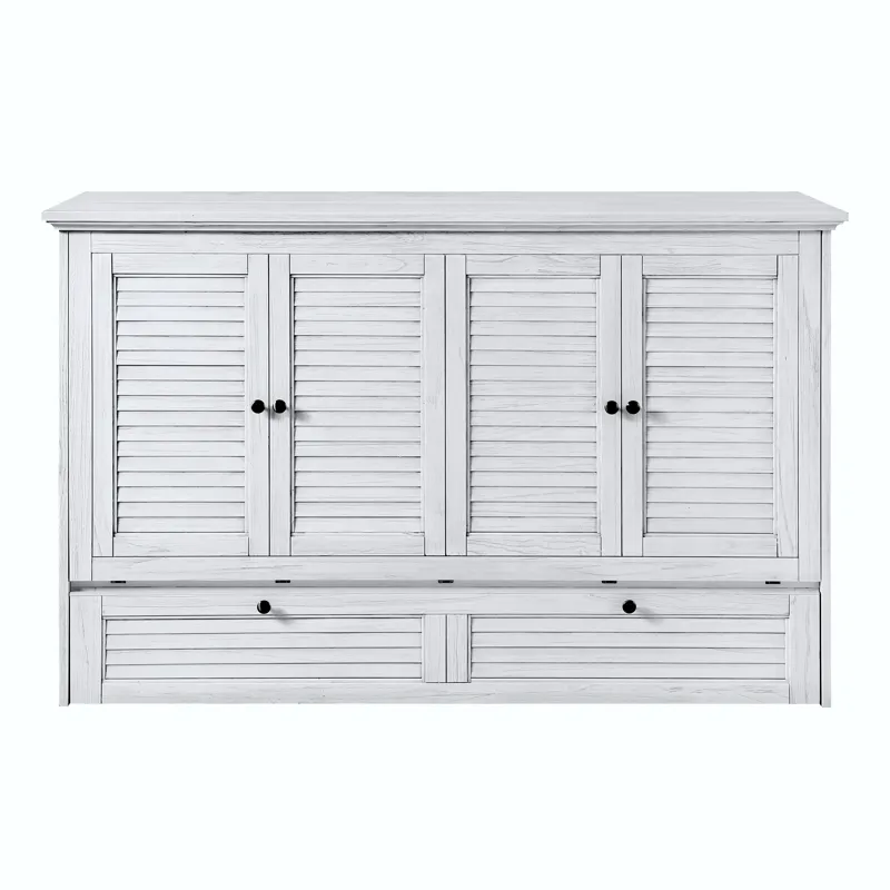 Surfside - Queen Cabinet Bed (Flip Top) Component - Weathered White Finish