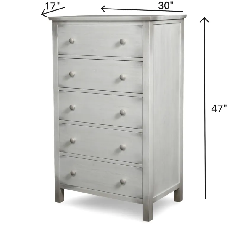 Geneva - 5 Drawer Chest - Distressed White Finish