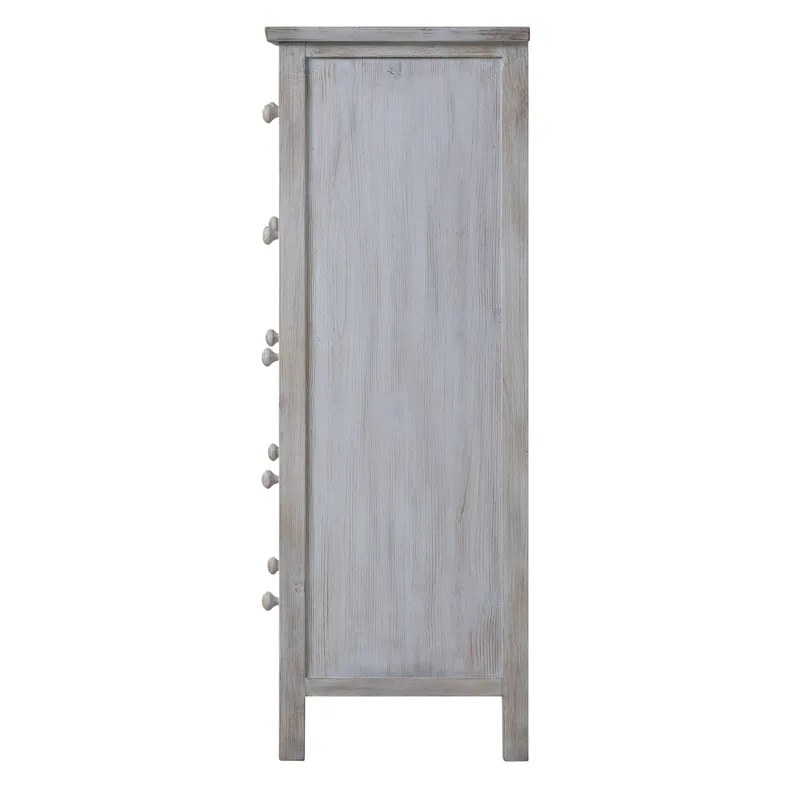 Geneva - 5 Drawer Chest - Distressed White Finish