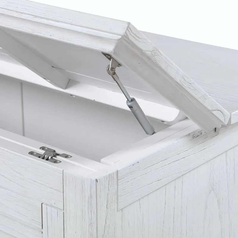 Surfside - Queen Cabinet Bed (Flip Top) Component - Weathered White Finish