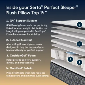 Perfect Sleeper Cascade Canyon Plush Pillow Top 14\"  Medium Pillow Top Mattress -California King