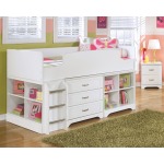 Lulu Twin Loft Bed with Storage and Bookcase
