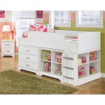 Lulu Twin Loft Bed with Storage and Bookcase