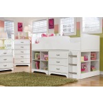 Lulu Twin Loft Bed with Storage and Bookcase