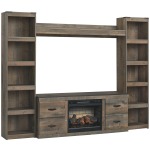 Trinell 4-Piece Entertainment Center with Electric Fireplace