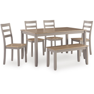 Gesthaven Dining Table with 4 Chairs and Bench (Set of 6)