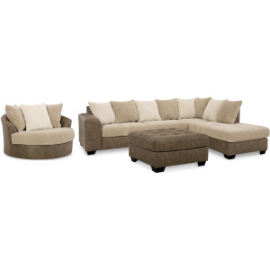 Keskin 2-Piece Sectional with Chaise, Oversized Swivel Chair and Ottoman