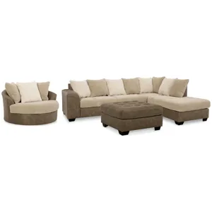 Keskin 2-Piece Sectional with Chaise, Oversized Swivel Chair and Ottoman