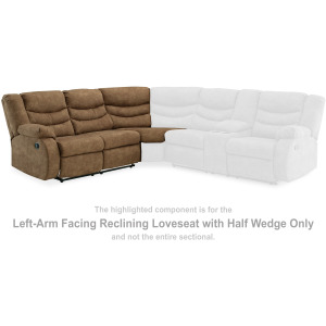 Partymate Left-Arm Facing Reclining Loveseat with Half Wedge