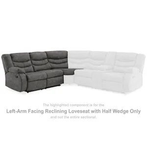 Partymate Left-Arm Facing Reclining Loveseat with Half Wedge