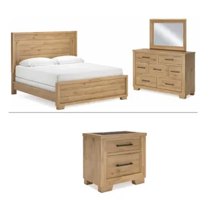 Galliden Queen Panel Bed, Dresser and Mirror, and Nightstand