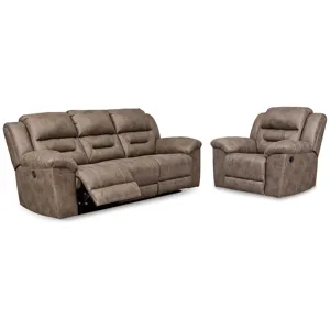 Stoneland Power Reclining Sofa and Manual Recliner