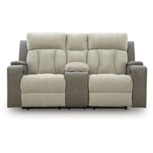 Stately Check Power Reclining Loveseat with Console