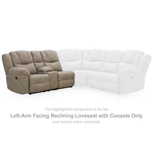Pearce-Pike Left-Arm Facing Reclining Loveseat with Console