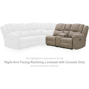 Ravenswaye Right-Arm Facing Reclining Loveseat with Console