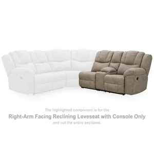 Ravenswaye Right-Arm Facing Reclining Loveseat with Console