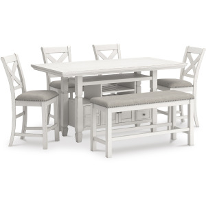 Robbinsdale Counter Height Dining Table, 4 Barstools and Bench