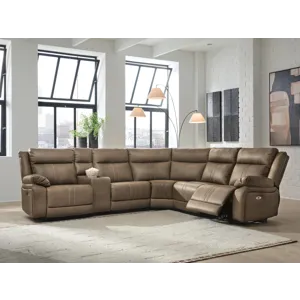 Max-Momentum 6-Piece Power Reclining Sectional with Audio Console