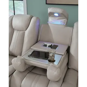 Elevate Edges Reclining Sofa with Drop Down Table