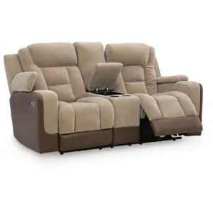 Mixed Motion Power Reclining Loveseat with Console