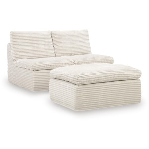 Canefield Armless Chair with Ottoman