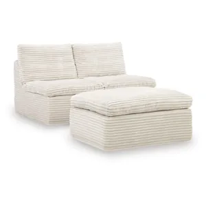 Canefield Armless Chair with Ottoman
