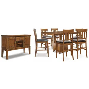 Ralene Counter Height Dining Table and 6 Barstools & Server