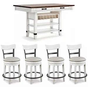 Valebeck Counter Height Dining Table and 4 Barstools