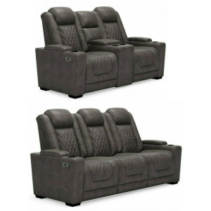 HyllMont Power Reclining Sofa & Loveseat Set