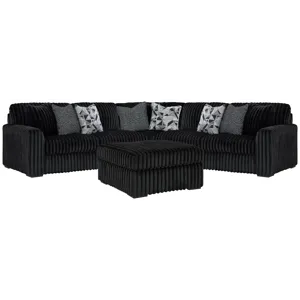 Midnight-Madness 3-Piece Sectional and Oversized Ottoman