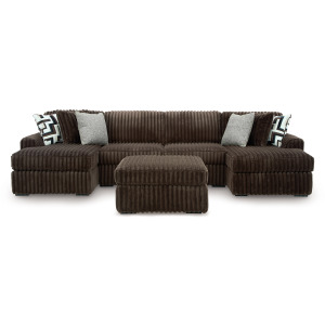 Midnight-Madness 3-Piece Double Chaise Sectional and Ottoman