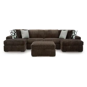 Midnight-Madness 3-Piece Double Chaise Sectional and Ottoman