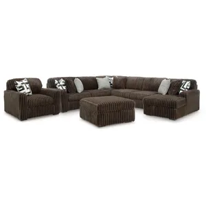 Midnight-Madness 4-Piece Sectional with Chaise, Oversized Chair and Ottoman
