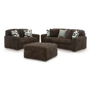 Midnight-Madness Sofa, Loveseat and Oversized Accent Ottoman