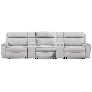 Social Pointe 5-Piece Reclining Sectional with Storage Consoles