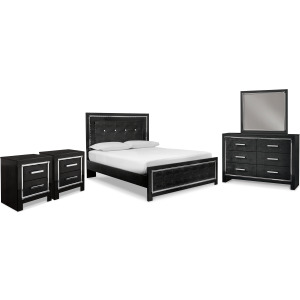 Kaydell Queen Upholstered Bed, Dresser, Mirror and 2 Nightstands