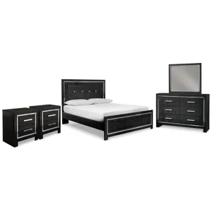 Kaydell Queen Upholstered Bed, Dresser, Mirror and 2 Nightstands