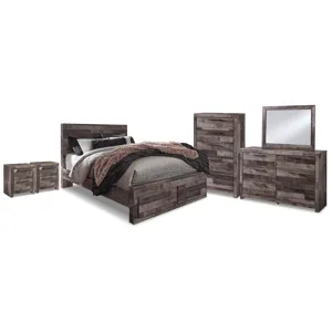 Derekson Queen Storage Bed, Dresser, Mirror, Chest and 2 Nightstands