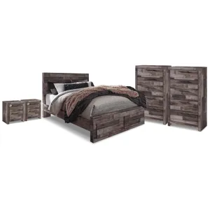 Derekson Queen Storage Bed, 2 Chests and 2 Nightstands