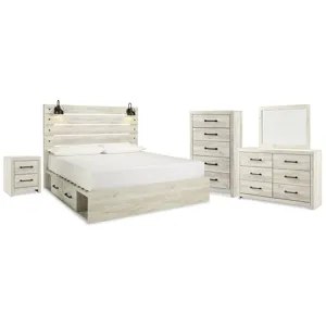 Cambeck King Panel Storage Bed, Dresser, Mirror, Chest and Nightstand