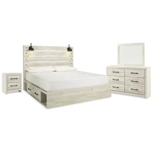 Cambeck King Panel Storage Bed, Dresser, Mirror and Nightstand