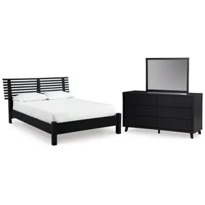 Danziar Full Panel Slat Bed, Dresser and Mirror