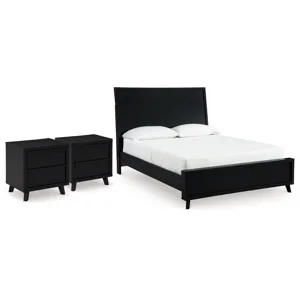 Danziar Queen Panel Platform Bed and 2 Nightstands