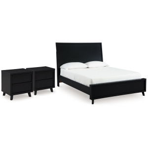 Danziar Queen Panel Platform Bed and 2 Nightstands